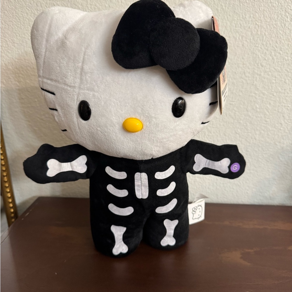 Hello Kitty Skeleton Animated Plush - Black and White